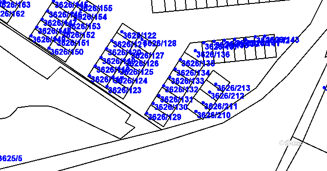 Parcela st. 3626/132 v KÚ Nová Paka, Katastrální mapa