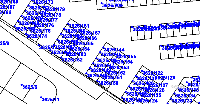 Parcela st. 3626/145 v KÚ Nová Paka, Katastrální mapa