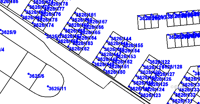 Parcela st. 3626/147 v KÚ Nová Paka, Katastrální mapa