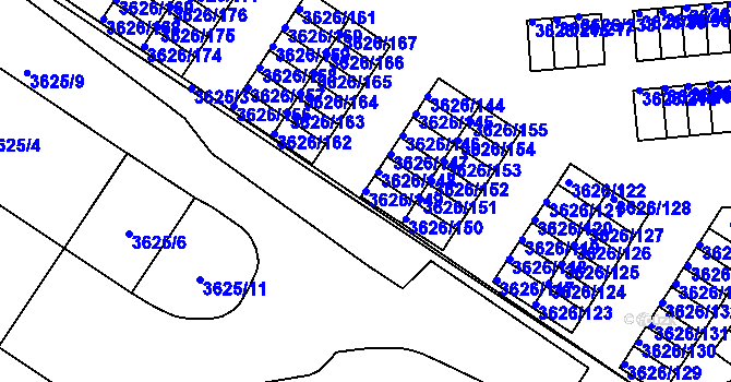 Parcela st. 3626/149 v KÚ Nová Paka, Katastrální mapa