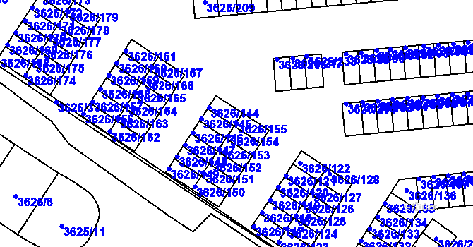 Parcela st. 3626/155 v KÚ Nová Paka, Katastrální mapa