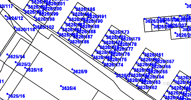 Parcela st. 3626/169 v KÚ Nová Paka, Katastrální mapa