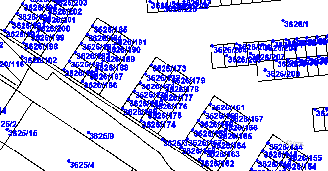 Parcela st. 3626/178 v KÚ Nová Paka, Katastrální mapa