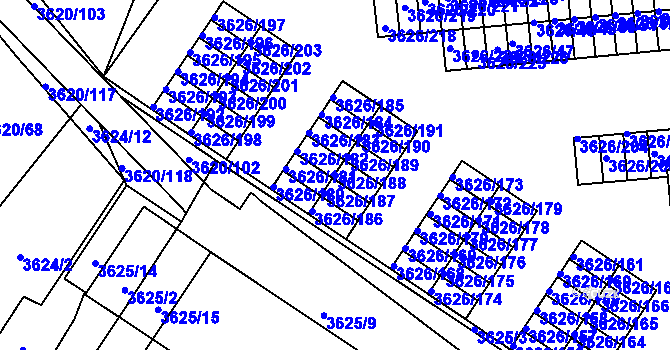 Parcela st. 3626/188 v KÚ Nová Paka, Katastrální mapa