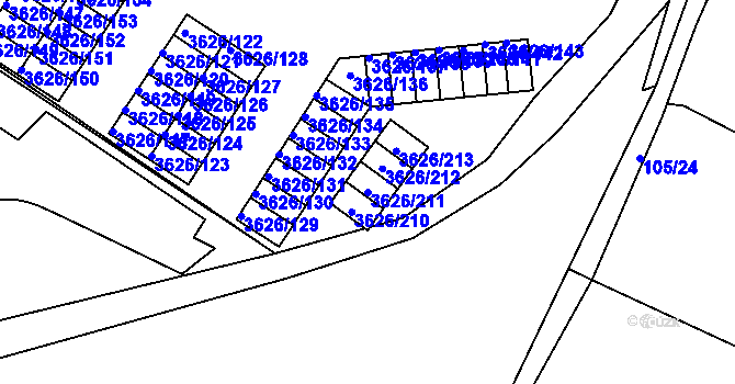 Parcela st. 3626/211 v KÚ Nová Paka, Katastrální mapa