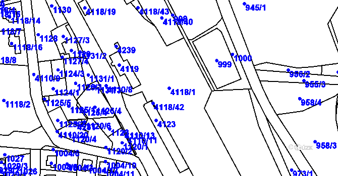 Parcela st. 4118/1 v KÚ Nová Paka, Katastrální mapa