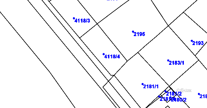 Parcela st. 4118/4 v KÚ Nová Paka, Katastrální mapa