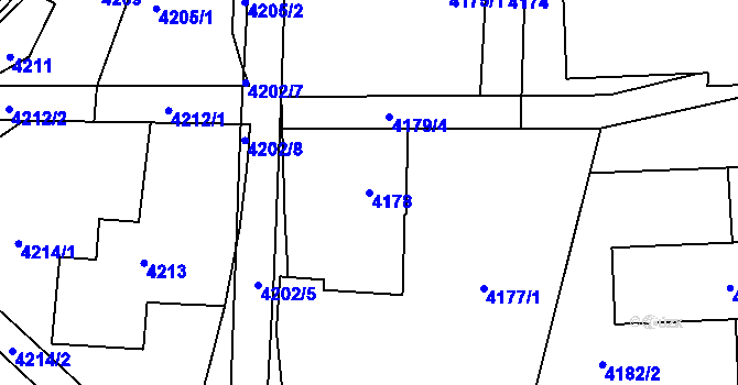 Parcela st. 4178 v KÚ Nová Paka, Katastrální mapa