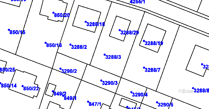 Parcela st. 3288/3 v KÚ Nová Paka, Katastrální mapa
