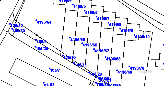 Parcela st. 4196/66 v KÚ Nová Paka, Katastrální mapa