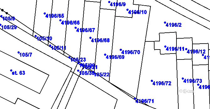 Parcela st. 4196/69 v KÚ Nová Paka, Katastrální mapa