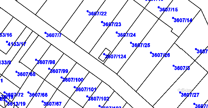 Parcela st. 3607/124 v KÚ Nová Paka, Katastrální mapa