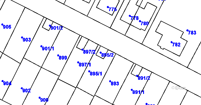 Parcela st. 895/2 v KÚ Nová Paka, Katastrální mapa
