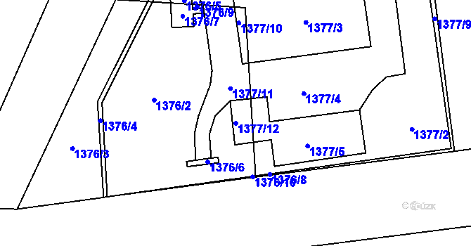 Parcela st. 1377/12 v KÚ Nová Paka, Katastrální mapa