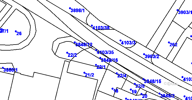 Parcela st. 4103/35 v KÚ Nová Paka, Katastrální mapa
