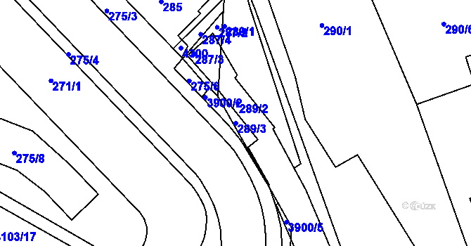 Parcela st. 289/3 v KÚ Nová Paka, Katastrální mapa