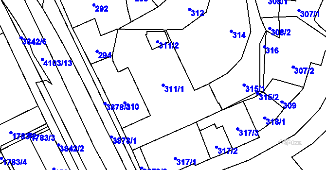 Parcela st. 311/1 v KÚ Nová Paka, Katastrální mapa
