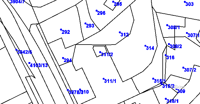 Parcela st. 311/2 v KÚ Nová Paka, Katastrální mapa