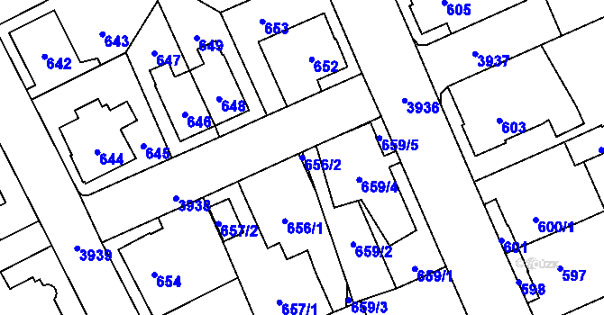 Parcela st. 656/2 v KÚ Nová Paka, Katastrální mapa
