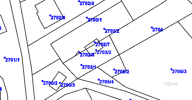 Parcela st. 2703/2 v KÚ Nová Paka, Katastrální mapa