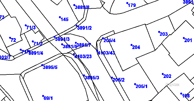 Parcela st. 4103/43 v KÚ Nová Paka, Katastrální mapa