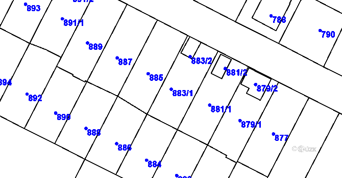 Parcela st. 883/1 v KÚ Nová Paka, Katastrální mapa