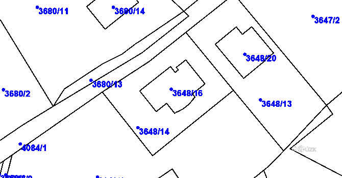 Parcela st. 3648/16 v KÚ Nová Paka, Katastrální mapa