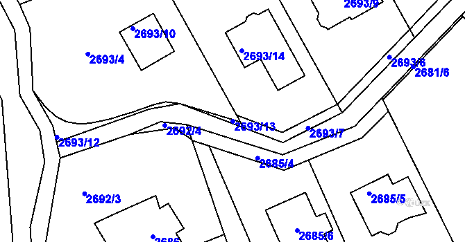 Parcela st. 2693/13 v KÚ Nová Paka, Katastrální mapa