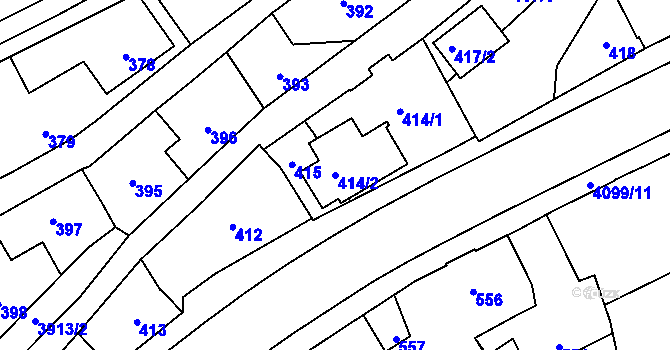 Parcela st. 414/2 v KÚ Nová Paka, Katastrální mapa