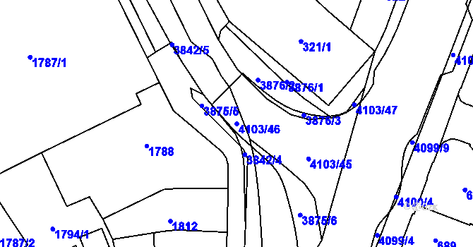 Parcela st. 4103/46 v KÚ Nová Paka, Katastrální mapa