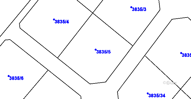 Parcela st. 3835/5 v KÚ Nová Paka, Katastrální mapa