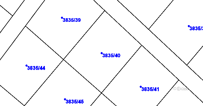 Parcela st. 3835/40 v KÚ Nová Paka, Katastrální mapa