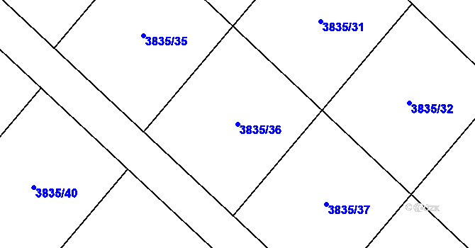 Parcela st. 3835/36 v KÚ Nová Paka, Katastrální mapa