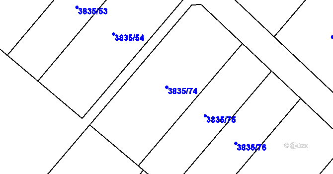 Parcela st. 3835/74 v KÚ Nová Paka, Katastrální mapa
