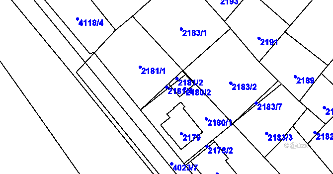 Parcela st. 2181/4 v KÚ Nová Paka, Katastrální mapa