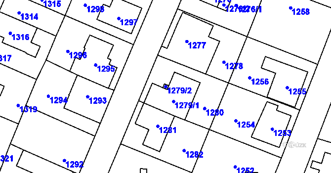 Parcela st. 1279/2 v KÚ Nová Paka, Katastrální mapa