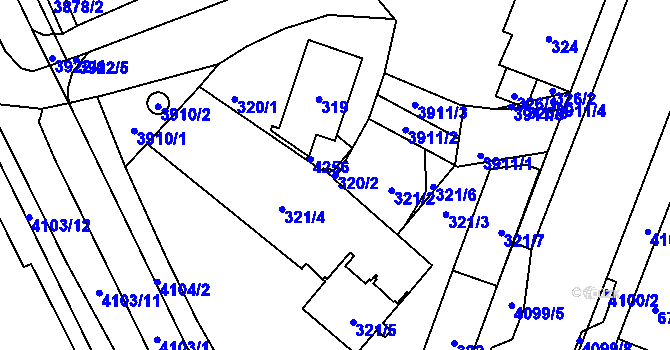 Parcela st. 320/2 v KÚ Nová Paka, Katastrální mapa