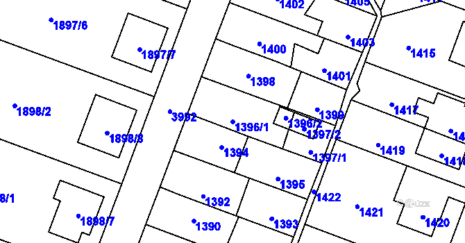 Parcela st. 1396/1 v KÚ Nová Paka, Katastrální mapa