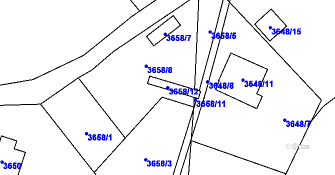 Parcela st. 3658/12 v KÚ Nová Paka, Katastrální mapa