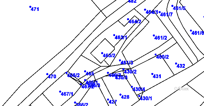 Parcela st. 463/2 v KÚ Nová Paka, Katastrální mapa