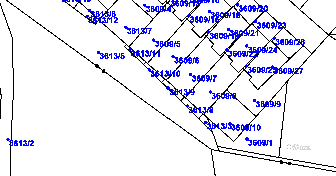 Parcela st. 3613/9 v KÚ Nová Paka, Katastrální mapa
