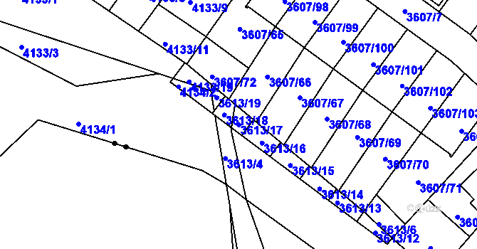 Parcela st. 3613/17 v KÚ Nová Paka, Katastrální mapa