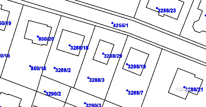 Parcela st. 3288/29 v KÚ Nová Paka, Katastrální mapa