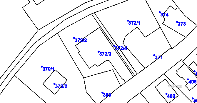 Parcela st. 372/3 v KÚ Nová Paka, Katastrální mapa