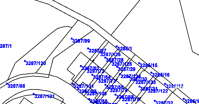Parcela st. 3287/126 v KÚ Nová Paka, Katastrální mapa