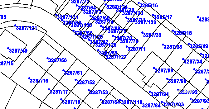 Parcela st. 3287/127 v KÚ Nová Paka, Katastrální mapa