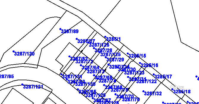 Parcela st. 3287/125 v KÚ Nová Paka, Katastrální mapa