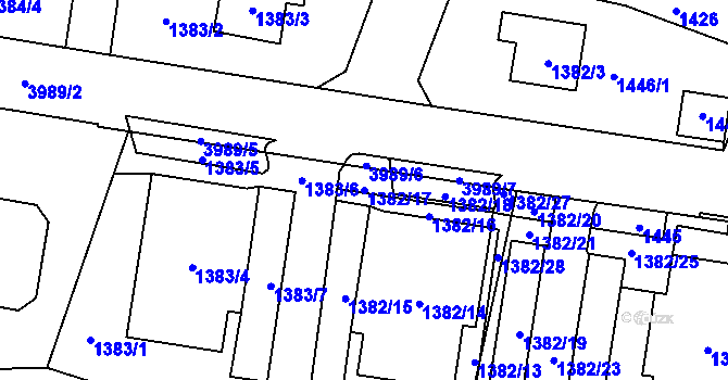 Parcela st. 1382/17 v KÚ Nová Paka, Katastrální mapa