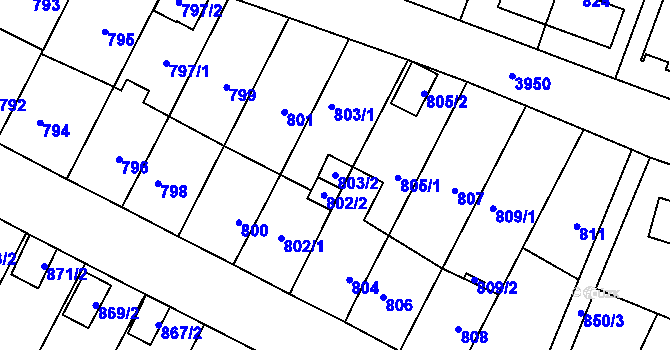 Parcela st. 803/2 v KÚ Nová Paka, Katastrální mapa