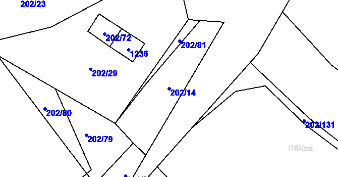 Parcela st. 202/14 v KÚ Nová Pec, Katastrální mapa